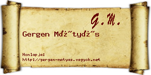 Gergen Mátyás névjegykártya
