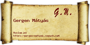Gergen Mátyás névjegykártya